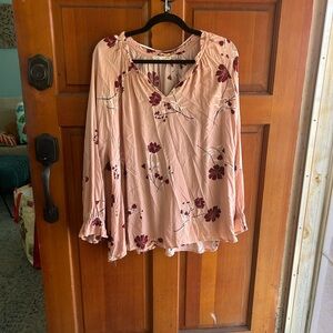 C&C California Blush Pink Floral Blouse